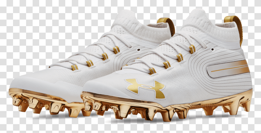 White And Gold Under Armour Cleats, Apparel, Shoe, Footwear Transparent Png