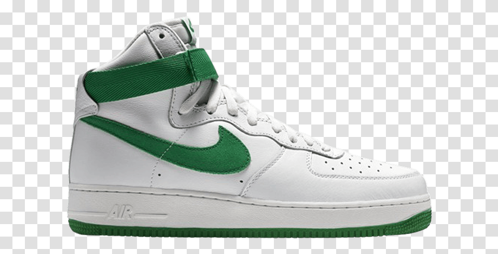 White And Green Air Force 1 High Tops, Shoe, Footwear, Apparel Transparent Png