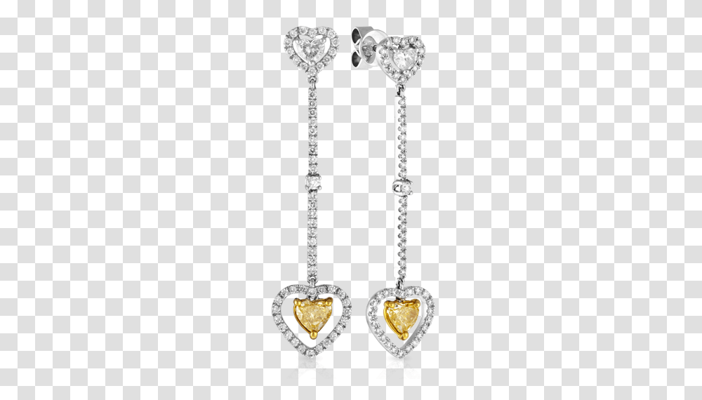 White And Yellow Gold Heart Diamond Earring Earrings, Sword, Blade, Weapon, Leisure Activities Transparent Png