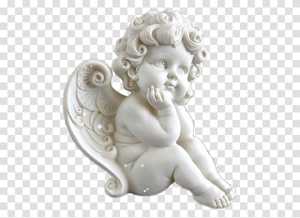 White Angel Aesthetic Carved Statue Tumblr Sculpture Cherub Renaissance Baby Angel, Figurine, Archangel, Wedding Cake Transparent Png