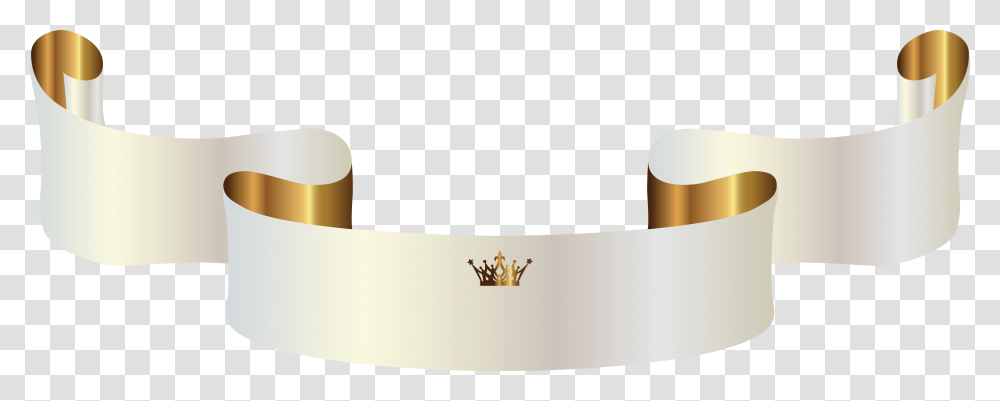 White Banner With Crown Clipart, Cuff, Scroll, Paper Transparent Png