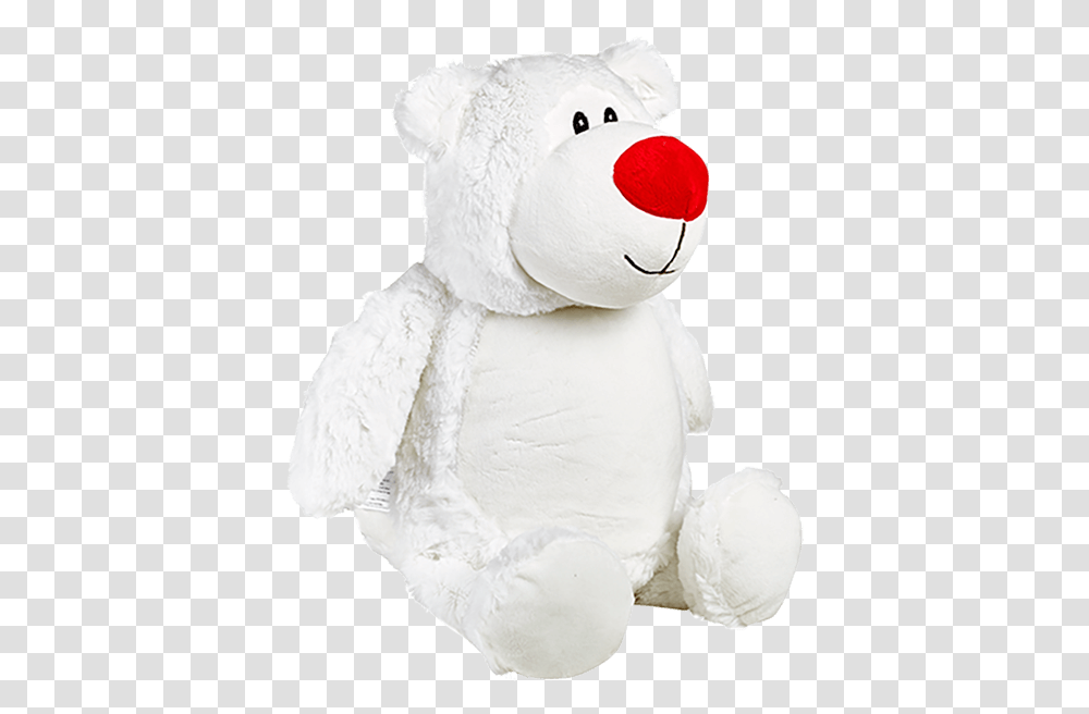 White Bear With Red Nose Cubby, Plush, Toy, Snowman, Winter Transparent Png
