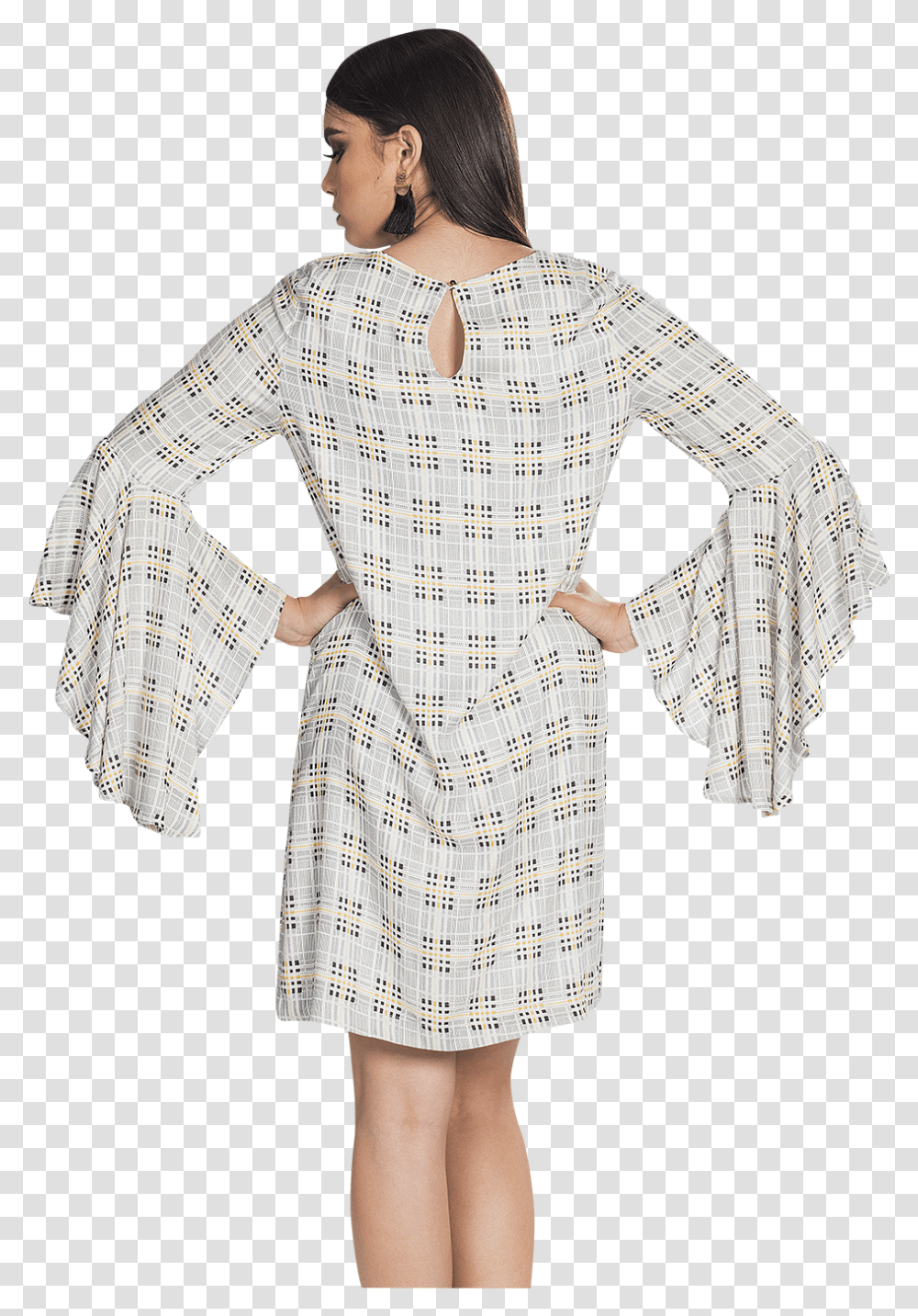White Bell Sleeve Plus Size Dress, Fashion, Robe, Person Transparent Png