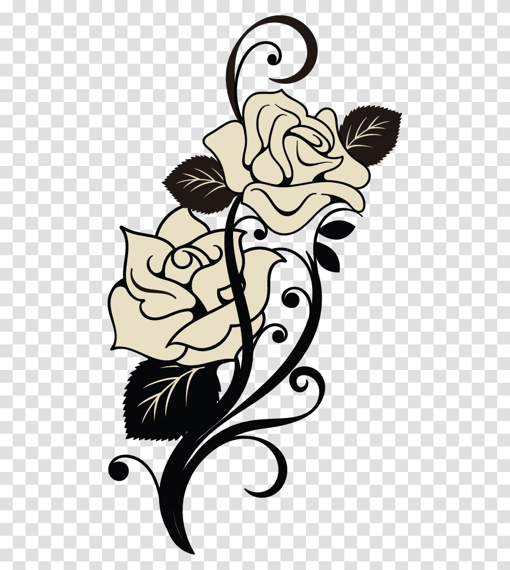 White Black Flower, Floral Design, Pattern Transparent Png