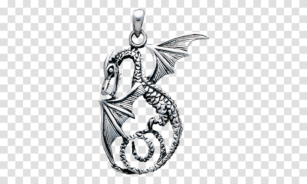 White Bronze Sea Dragon Pendant Locket, Silver Transparent Png