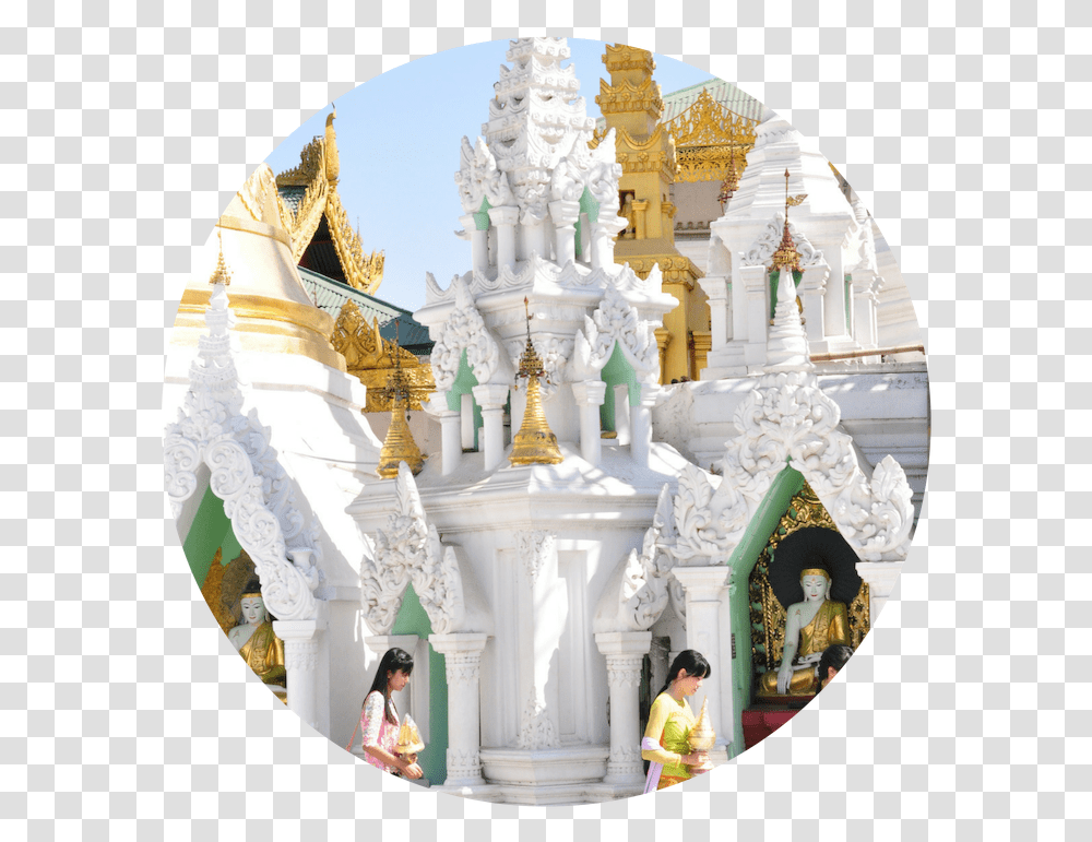 White Burmese Temple Shrine, Architecture, Building, Person, Monastery Transparent Png
