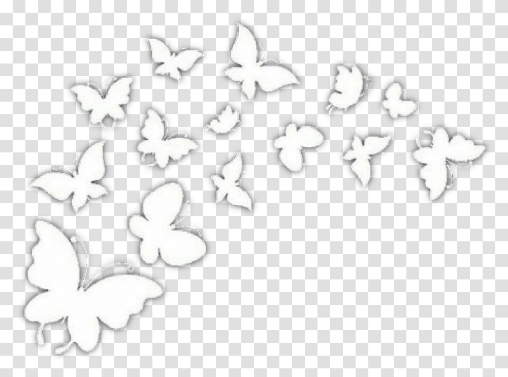 White Butterflies Overlay Freetoedit Belizean Flag Butterfly, Stencil, Flower, Plant, Blossom Transparent Png