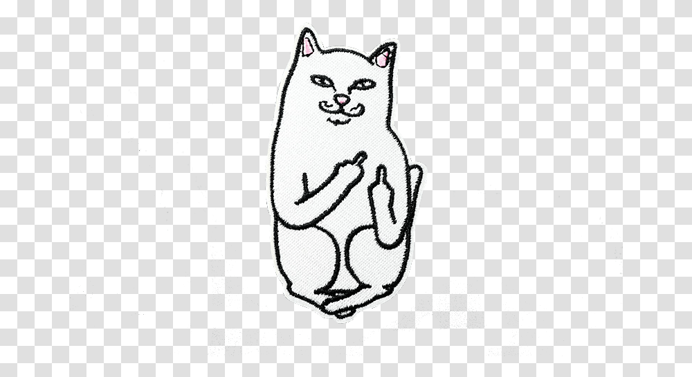White Cat Cartoon Cat Flipping Off, Pet, Mammal, Animal, Label Transparent Png