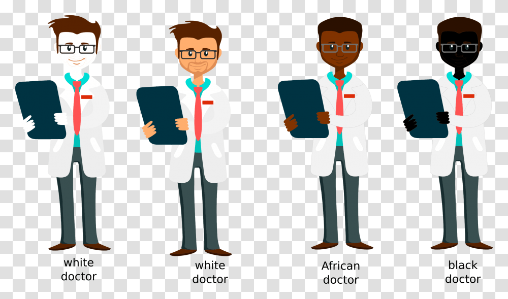 White Caucasian African Black Doctors Clip Arts Black Doctor Clipart, Person, Human, Waiter, Performer Transparent Png