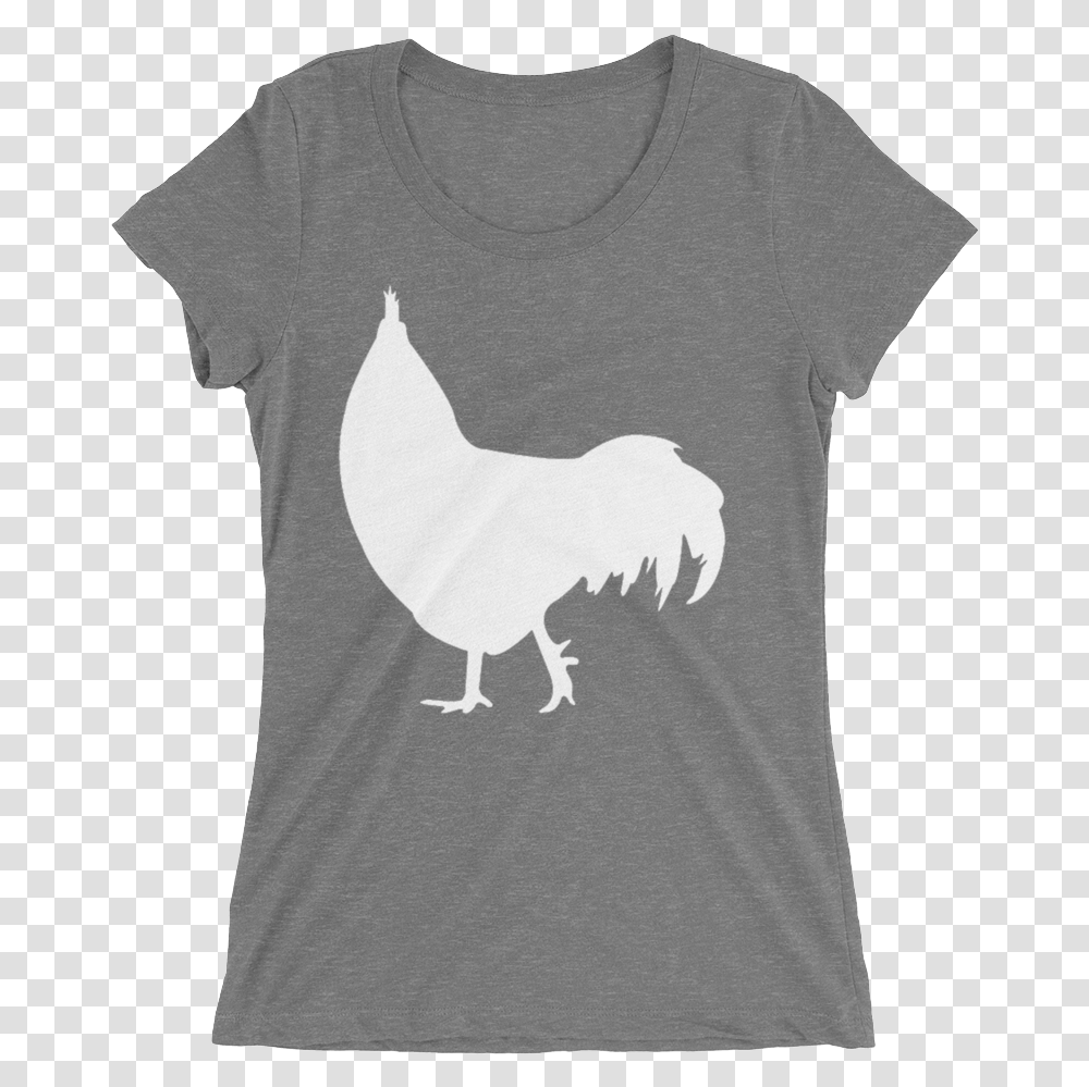 White Chicken Silhouette For Tshirts Mockup Flat Front Rooster, Apparel, T-Shirt, Animal Transparent Png