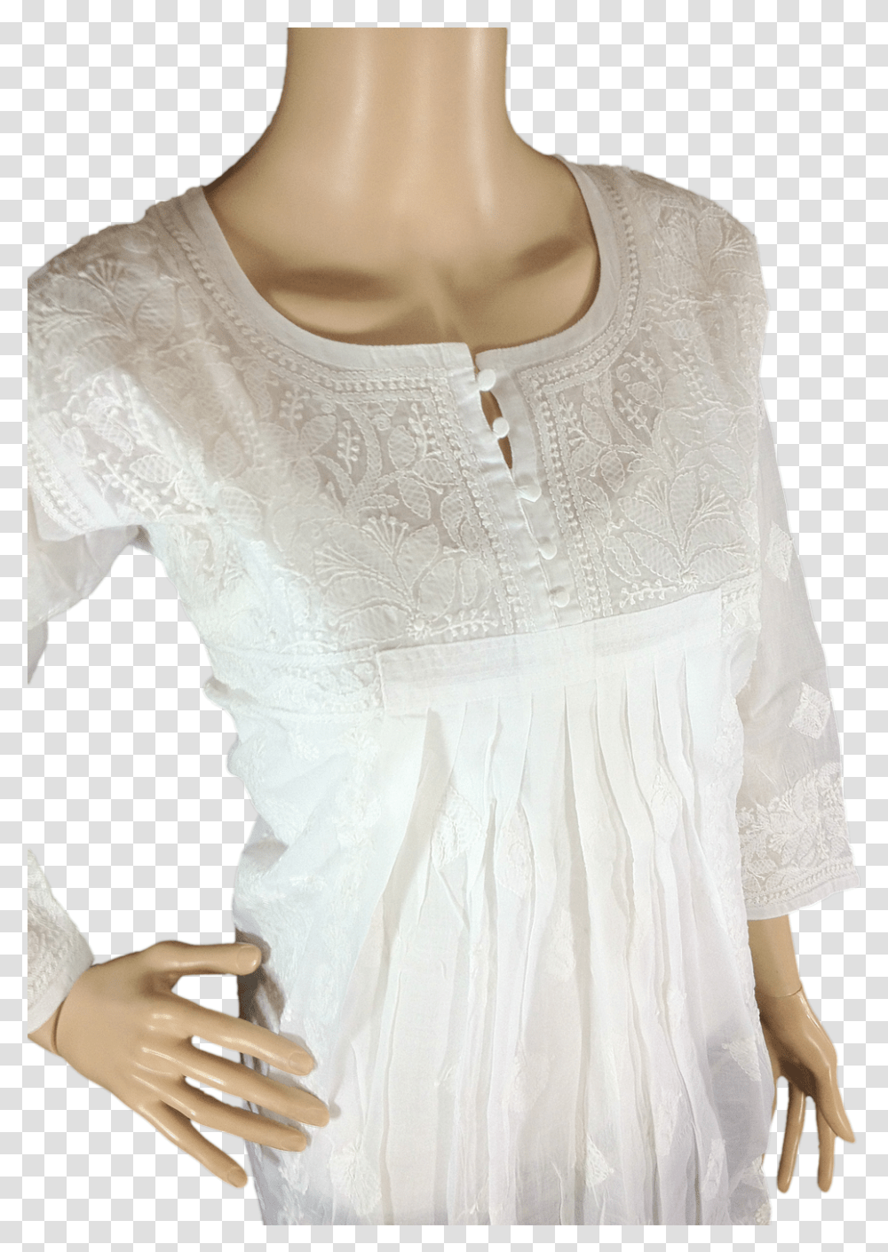 White Chiken Kurti And Frocks, Blouse, Apparel, Sleeve Transparent Png