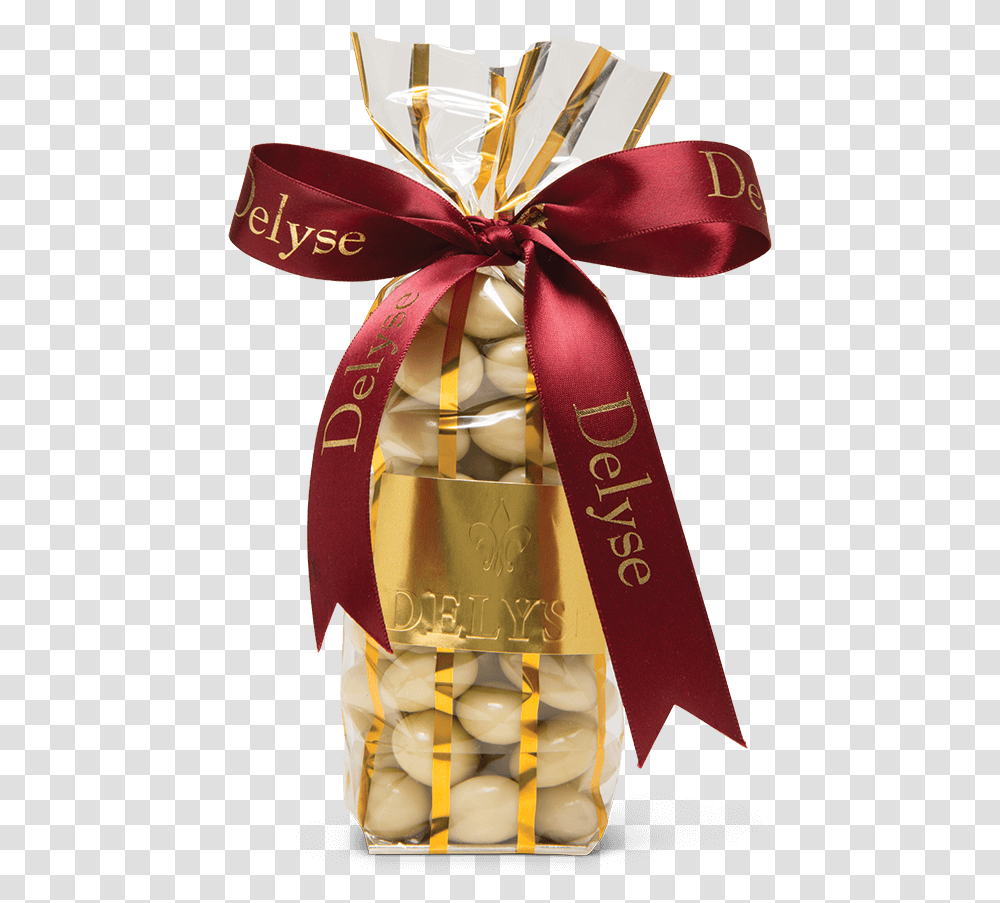 White Chocolate Praline Almonds Gold Bag Red Ribbon Gift Wrapping, Sash Transparent Png