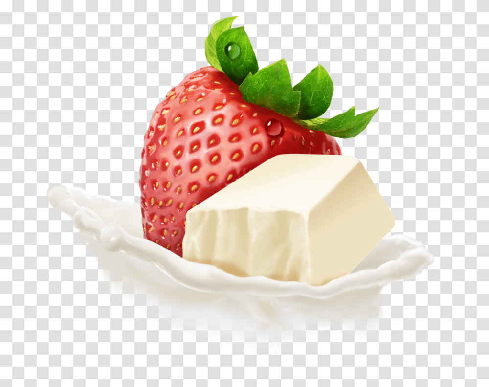 White Chocolate Strawberry White Chocolate, Fruit, Plant, Food, Milk Transparent Png