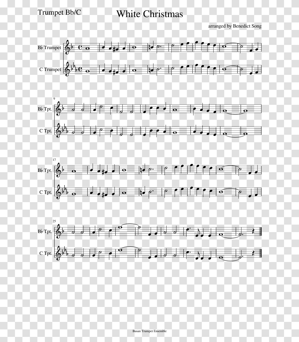 White Christmas Sheet Music Composed By Arranged By Ll Go Where You Want Me, Gray, World Of Warcraft Transparent Png