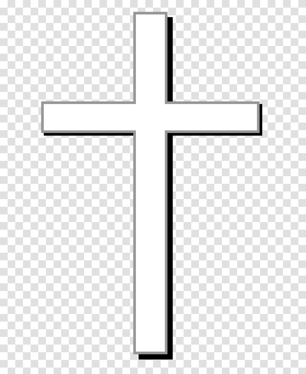 White Cross W Gray Outline Black Shadow And Light Gray, Crucifix Transparent Png