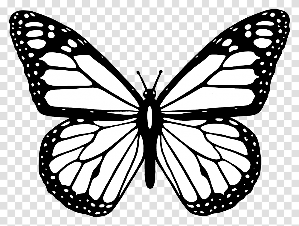 White Cross With Butterfly Butterfly Clipart Black And White, Stencil, Insect, Invertebrate, Animal Transparent Png