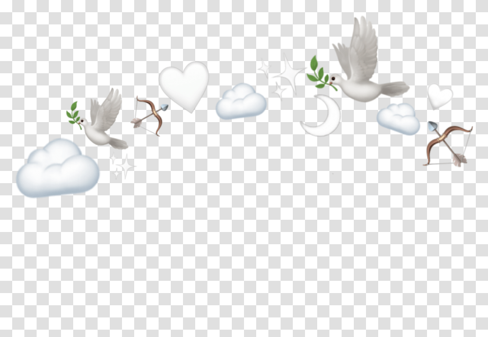 White Crown Emoji Cloud Clouds Stars Aesthetic Illustration, Animal, Bird, Dove, Pigeon Transparent Png