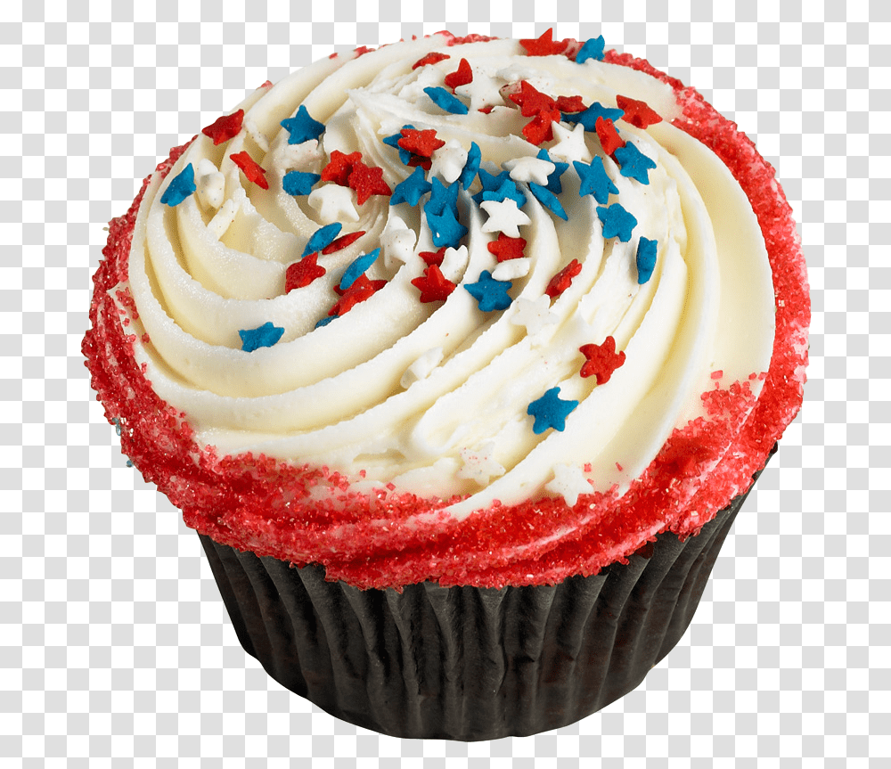 White Cupcakes With Star Sprinkles, Cream, Dessert, Food, Creme Transparent Png