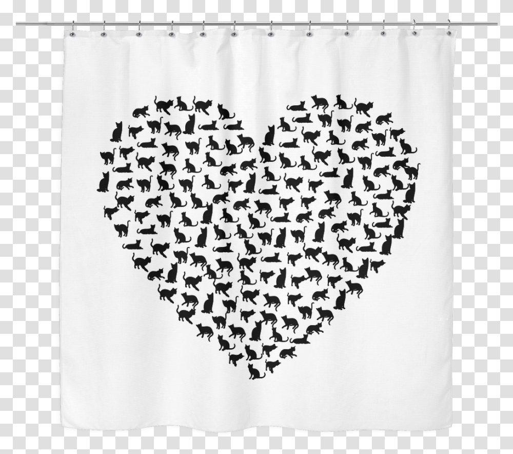 White Curtains Design Cat's Heart, Shower Curtain, Rug Transparent Png