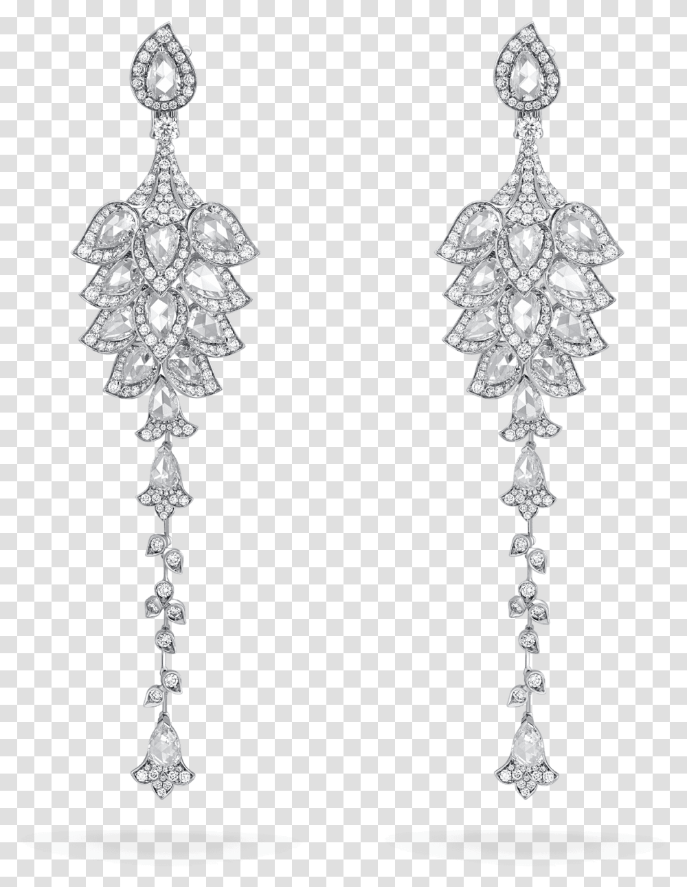 White Diamond Phoenix Earrings Rose Cut Earrings, Accessories, Accessory, Jewelry Transparent Png