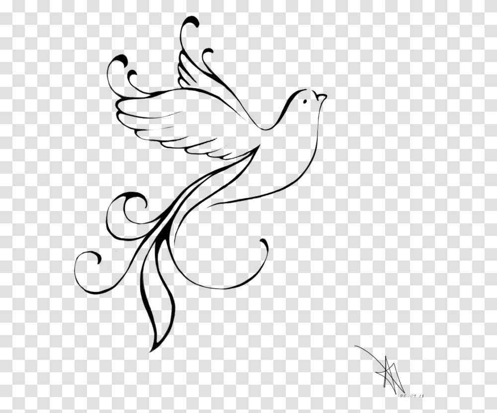 White Dove Holding Rose Clipart Outline Dove, Gray, World Of Warcraft Transparent Png