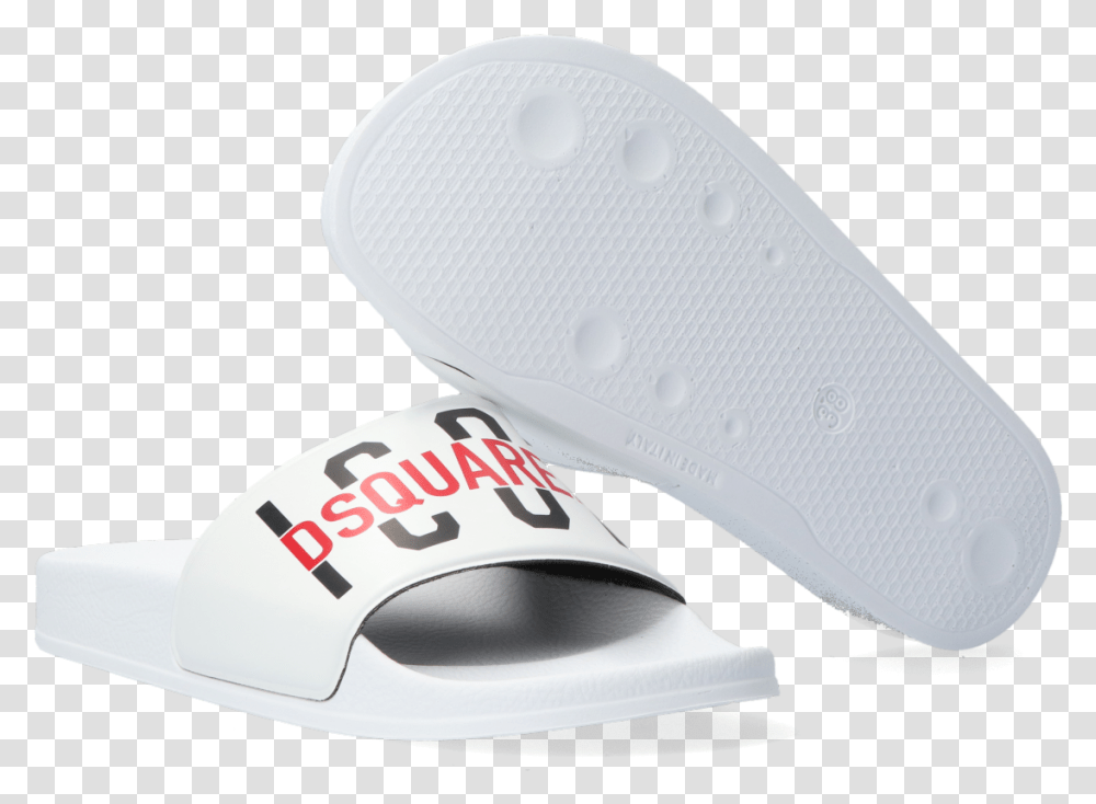 White Dsquared2 Flip Flops Icon Kid Slide 2 Shoe Style, Clothing, Apparel, Footwear, Sneaker Transparent Png