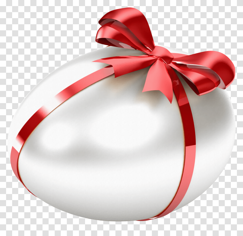 White Easter Egg With Red Bow Clipart Ribbon, Lamp, Gift, Food Transparent Png