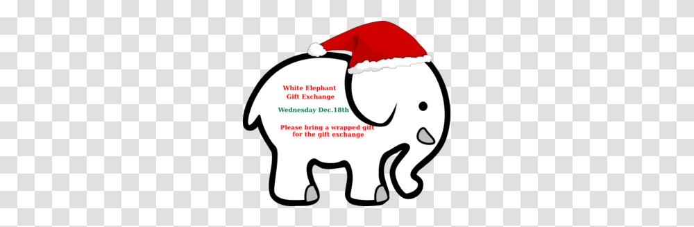 White Elephant With Red Bow Clip Art, Elf, Party Hat, Apparel Transparent Png