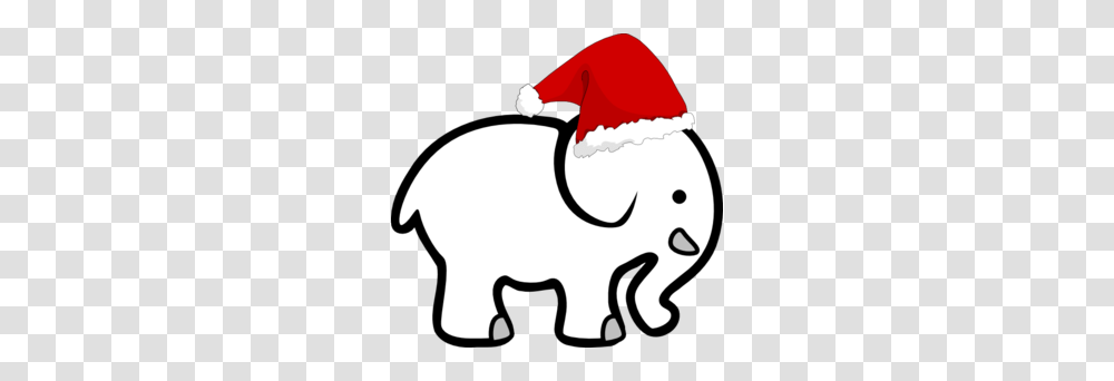 White Elephant With Santa Hat Clip Art, Animal, Bird, Silhouette Transparent Png