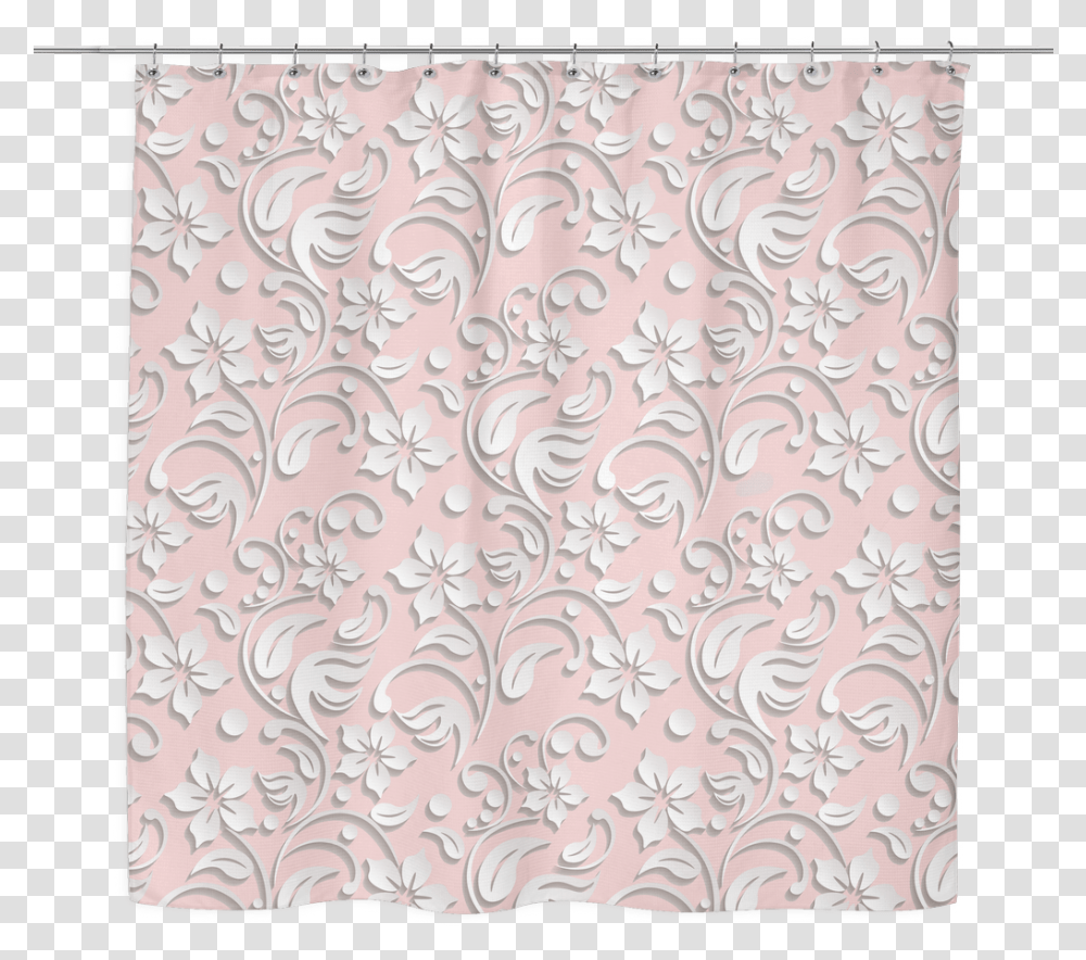 White Embossed Floral Print Shower Curtain 70 X 70 Park Gell, Rug, Lace, Pattern Transparent Png