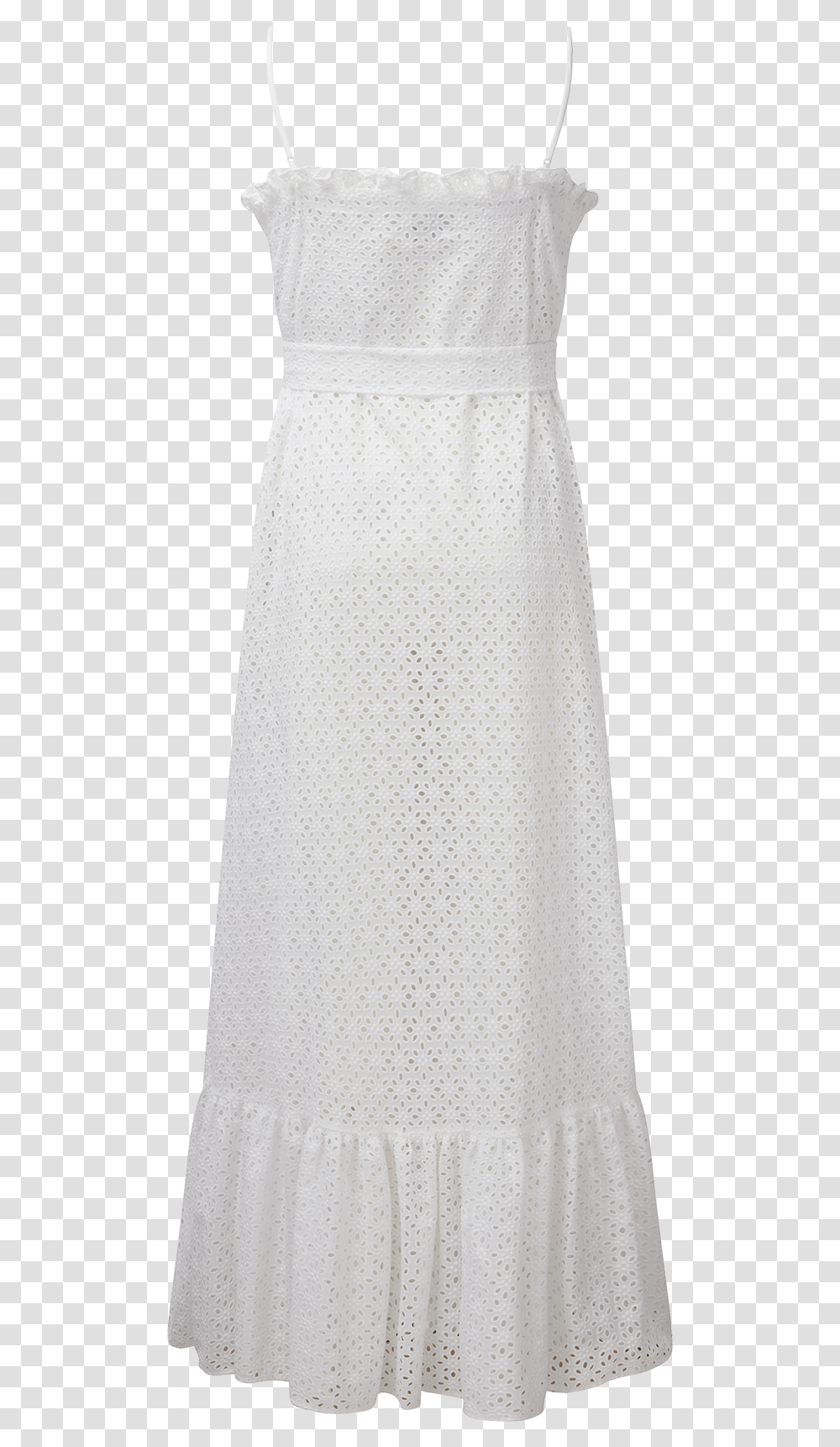 White Eyelet Ruffle Slip Dress A Line, Apparel, Skirt, Long Sleeve Transparent Png