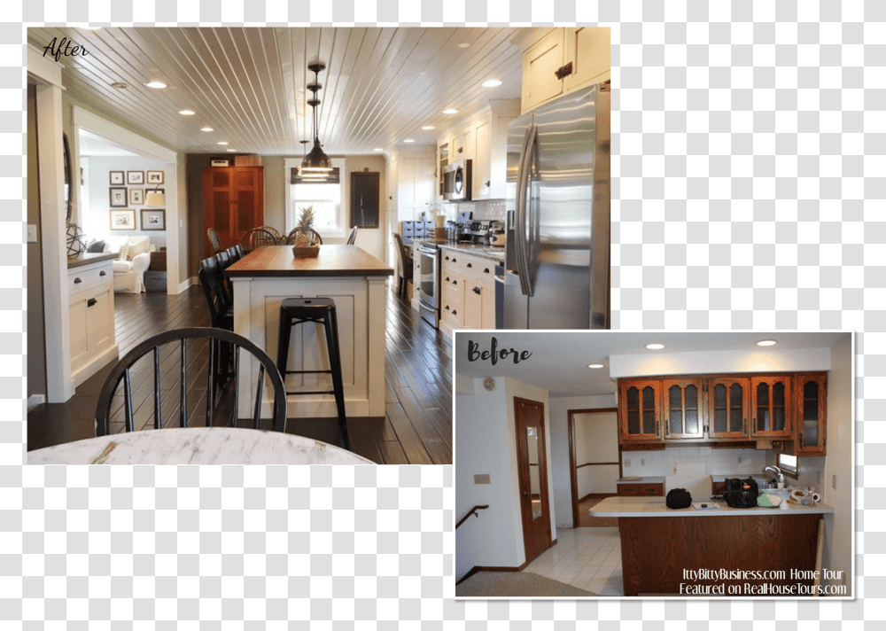 White Farmhouse Kitchen Before And After Renovation Interior Design, Room, Indoors, Wood, Furniture Transparent Png