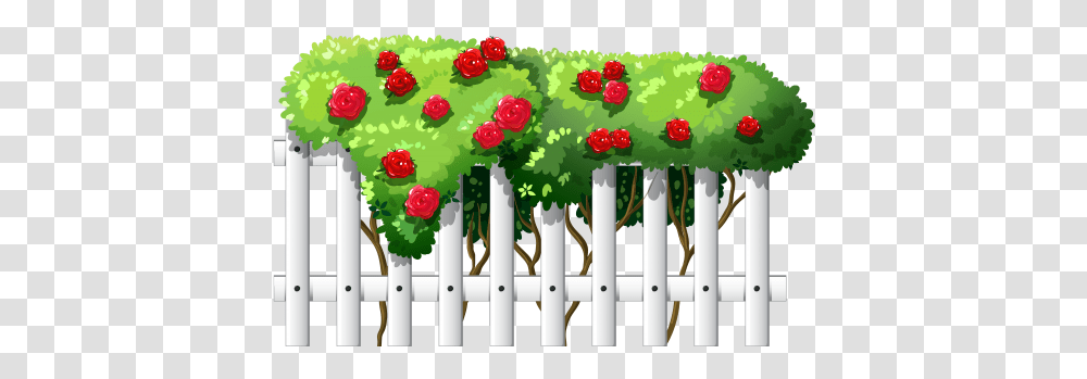 White Fence With Roses Clipart Christmas Ornaments Rose Bush Fence Clipart, Picket, Birthday Cake, Dessert, Food Transparent Png