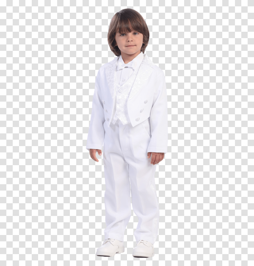 White First Holy Communion Dress For Boys, Person, Shirt, Coat Transparent Png