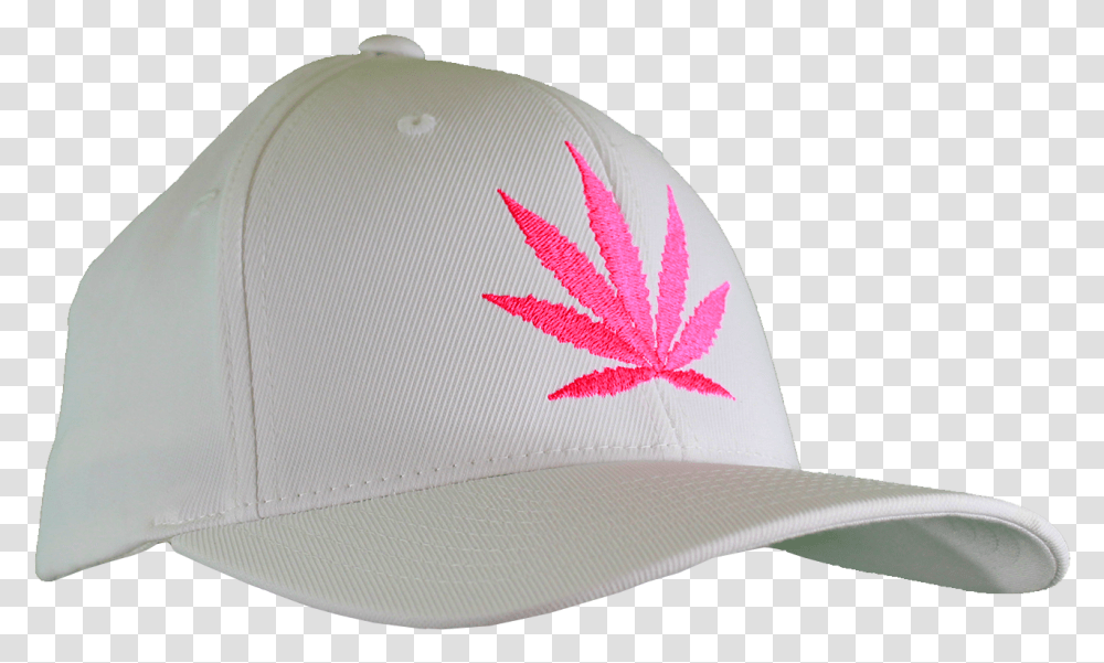White Fitted Hat With Pink Leaf Baseball Cap, Clothing, Apparel Transparent Png
