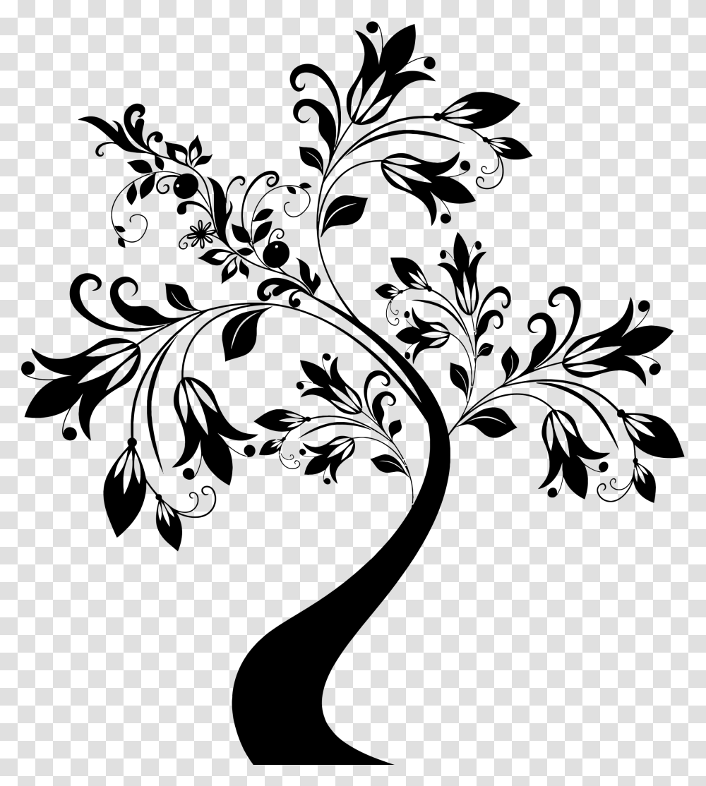 White Flower Clipart Flower Tree Flower Tree Clipart Black And White, Gray, World Of Warcraft Transparent Png