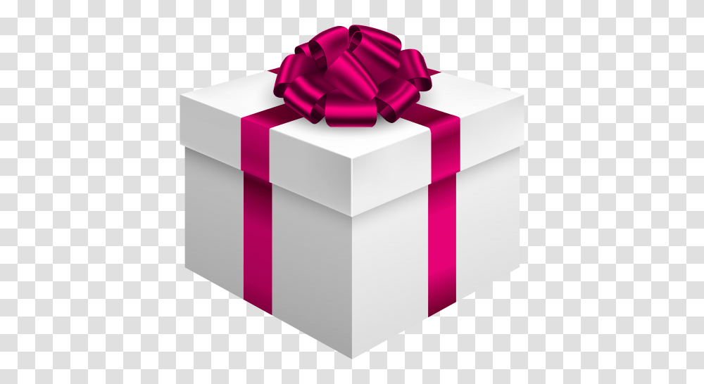 White Gift Box With Pink Bow Clipart, Toy Transparent Png