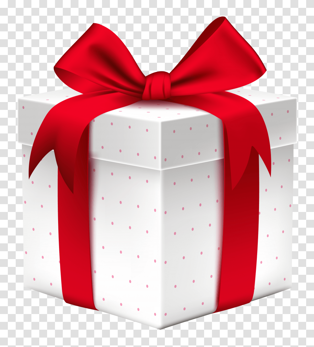 White Gift Box With Red Bow Transparent Png