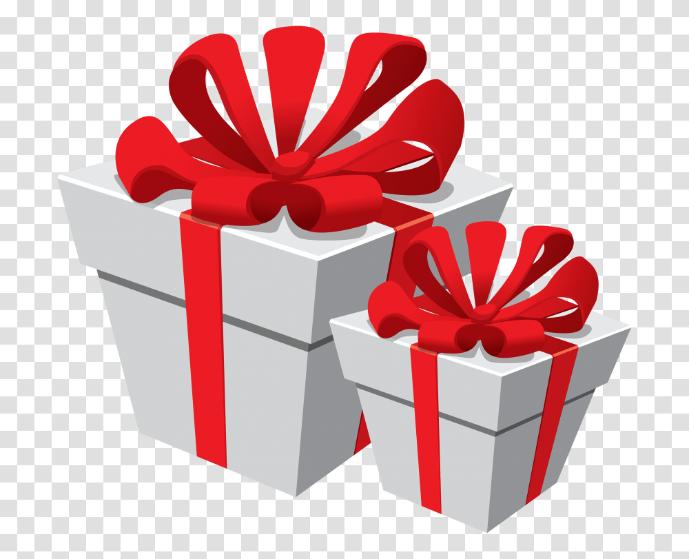 White Gift Boxes With Red Bow Transparent Png