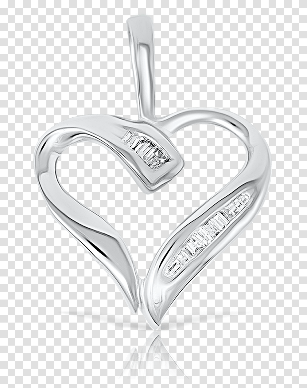 White Gold Baguette Heart Pendant Locket, Platinum, Golf, Sport, Sports Transparent Png