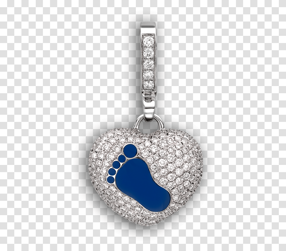 White Gold Diamond Amp Blue Enamel Small Baby Foot Art Locket, Pendant, Accessories, Accessory, Jewelry Transparent Png