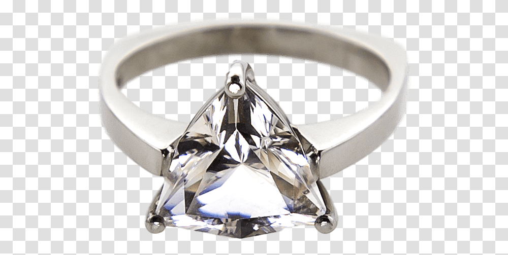 White Gold Fantasy White Quartz Trillion Solitaire Engagement Ring, Accessories, Accessory, Diamond, Gemstone Transparent Png