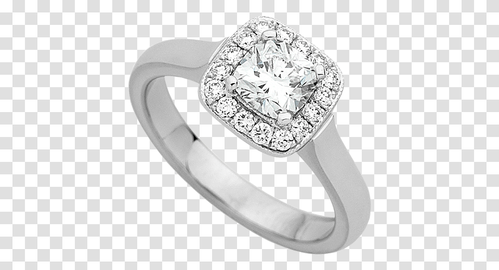 White Gold Halo Design Cushion Cut Diamond Ring C844 Ring, Accessories, Accessory, Jewelry, Silver Transparent Png