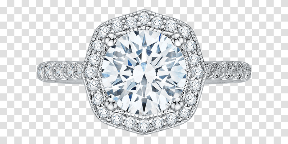 White Gold Round Cut Diamond Octagon Shape Halo Engagement Ring, Gemstone, Jewelry, Accessories, Accessory Transparent Png