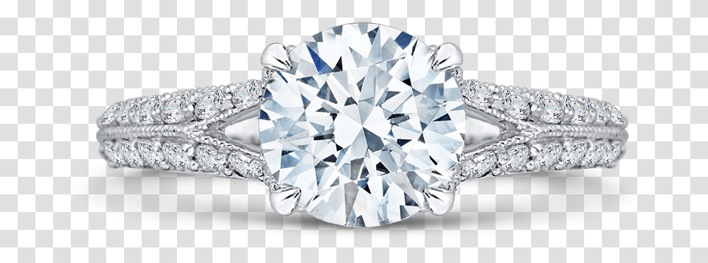 White Gold Round Diamond Engagement Ring With Split Shank Semi Mount Ring, Gemstone, Jewelry, Accessories, Accessory Transparent Png