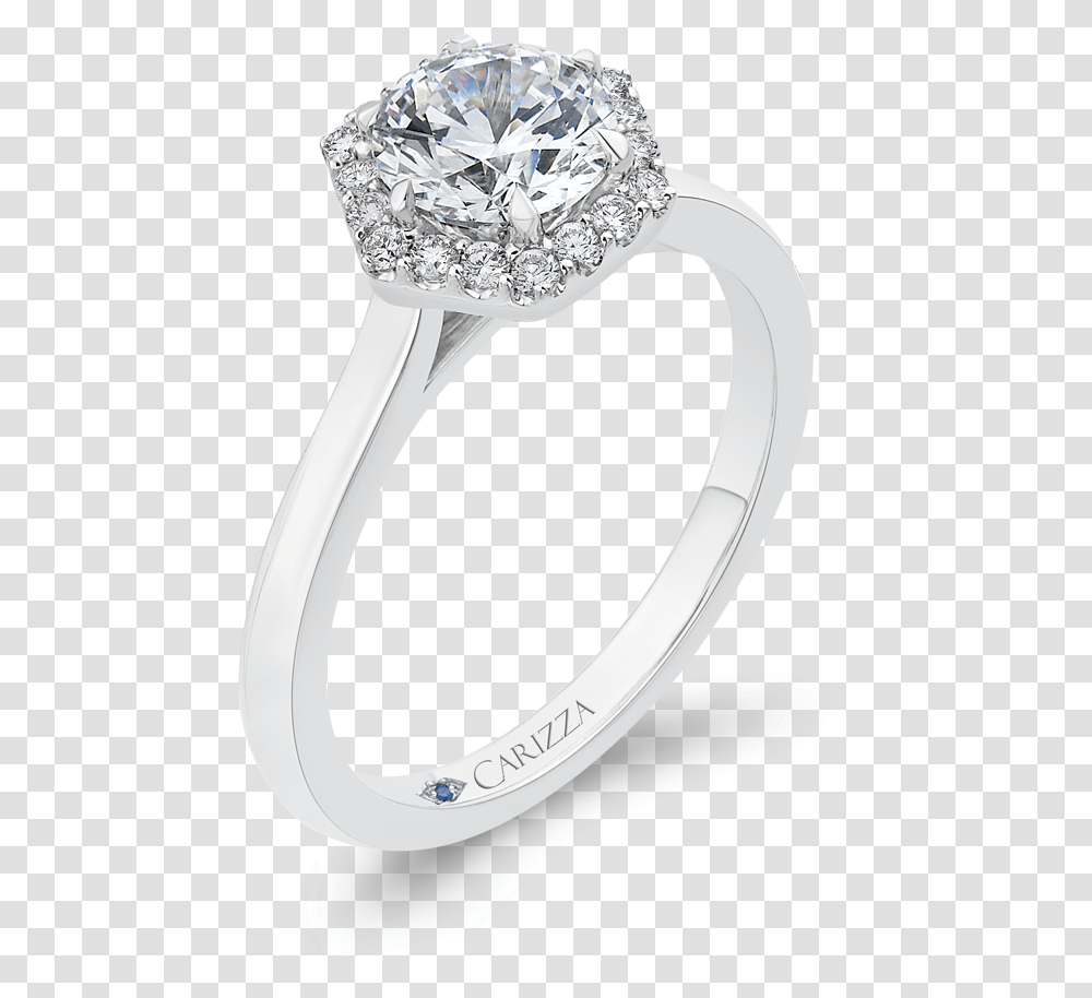 White Gold Round Diamond Hexagon Shape Halo Engagement Ring Semi Mount Ring, Platinum, Gemstone, Jewelry, Accessories Transparent Png