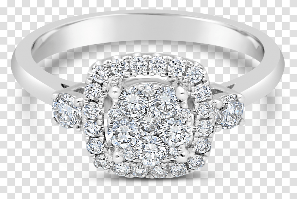 White Gold Square Shape 063ct Diamond Cluster Ring Engagement Ring, Gemstone, Jewelry, Accessories, Accessory Transparent Png