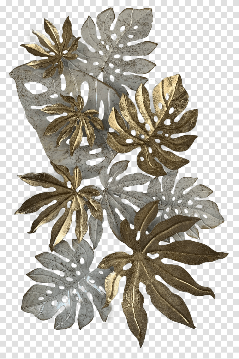 White Gold Tropical Leaf Wall Art Home Decorart Floral Design Transparent Png