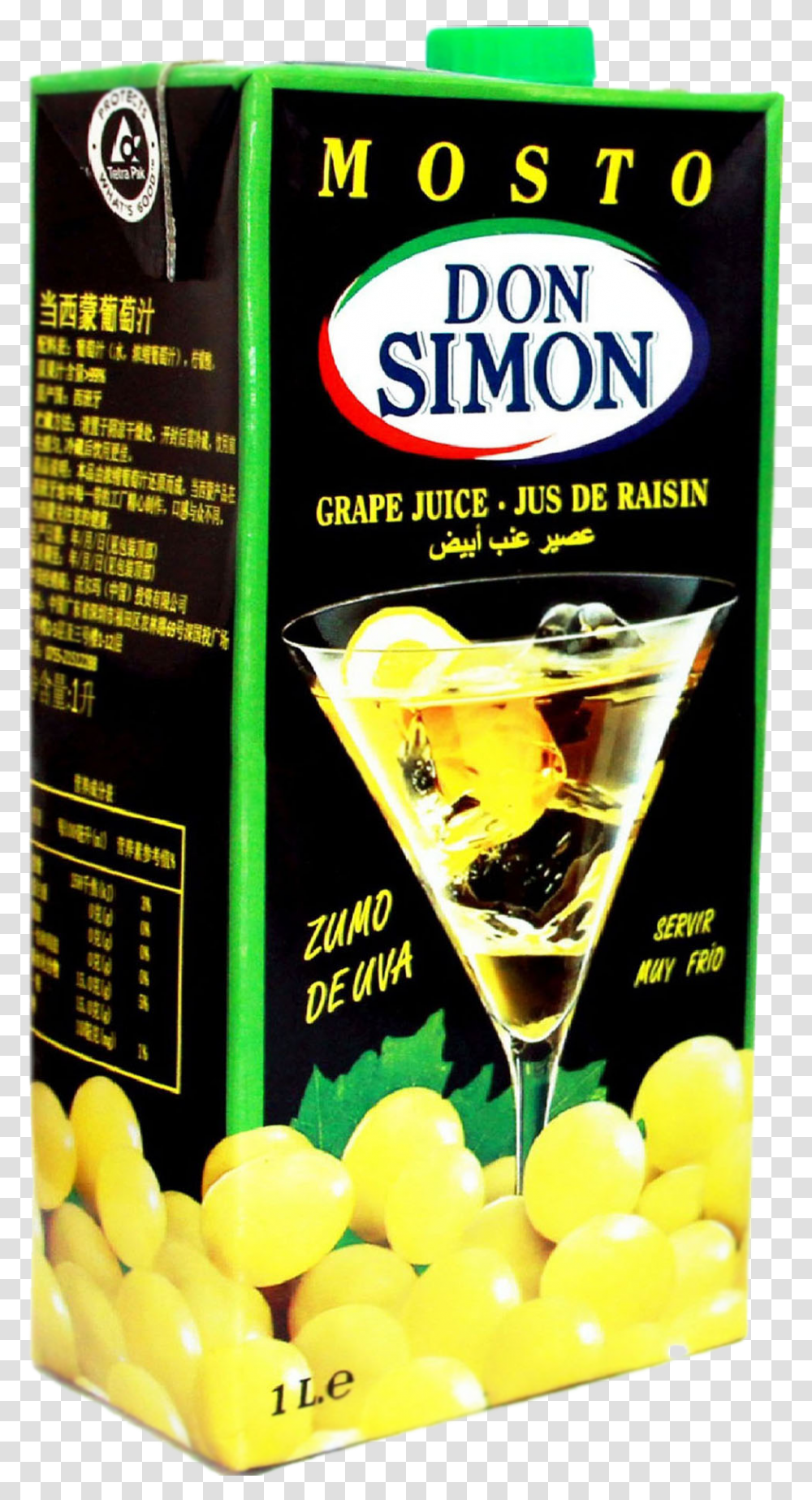 White Grape Juice 1l Don Simon, Cocktail, Alcohol, Beverage, Drink Transparent Png