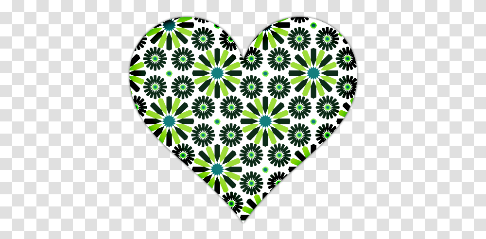 White Heart With Green Flowers Icon Clipart Image Icon, Graphics, Floral Design, Pattern, Rug Transparent Png